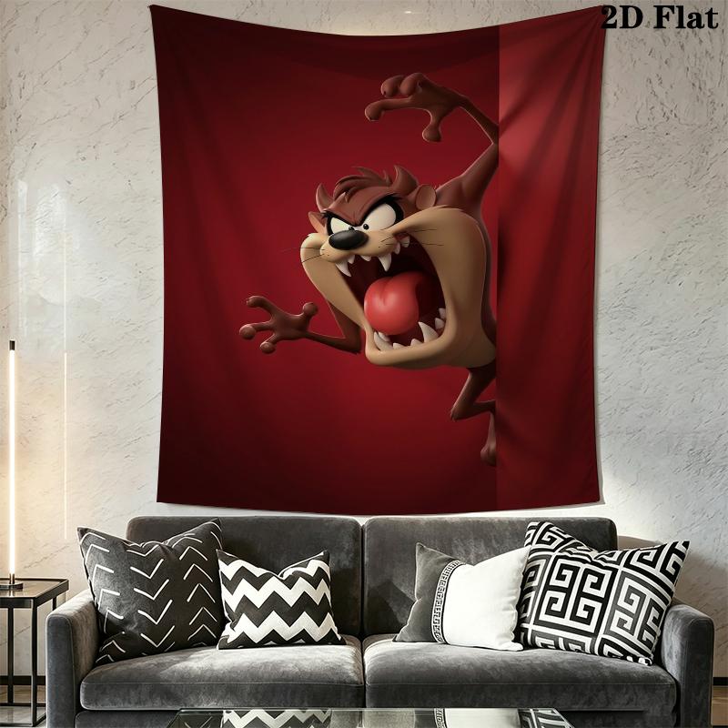 Tazmanian Devil Wall Tapestry Aesthetic Wall Hanging Printed Fabric Blanket Decorative Tapestries for Bedroom Living Room Home Decor