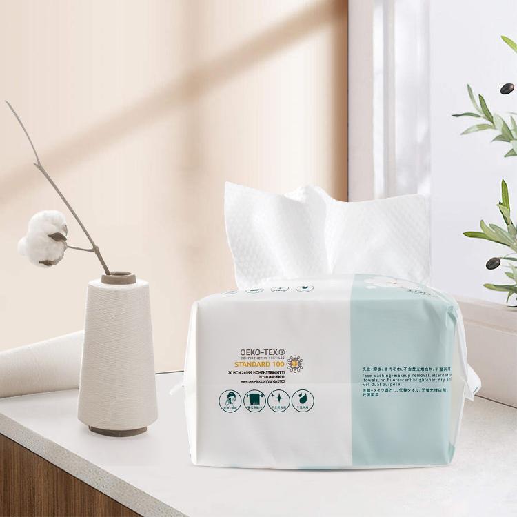 Dropshipping 100 Sheets Disposable Face Towel Natural Cotton Fabric Material 1 Ply Paper with Pull Bag 1 Ply Facial Tissues