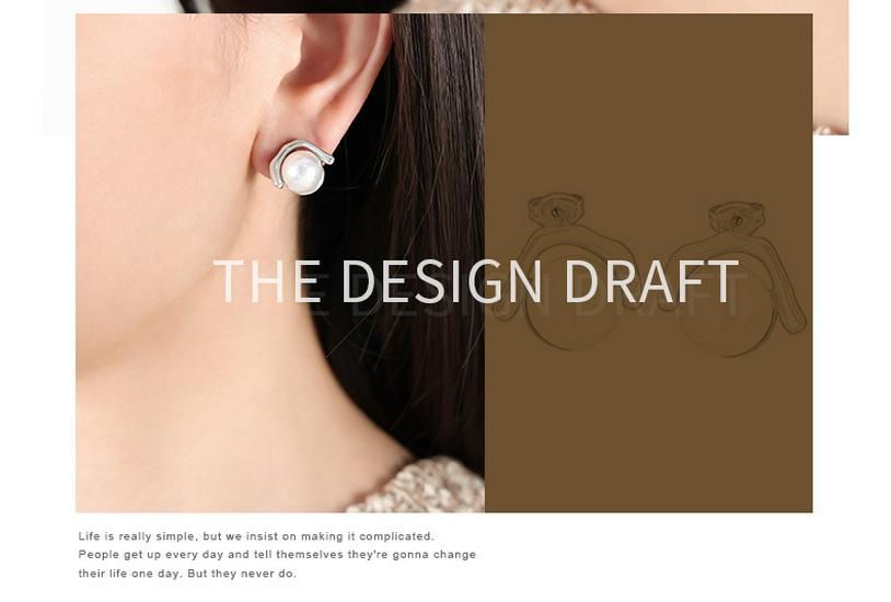 18K Gold Plated Imitation Pearl & Titanium Steel Earrings for Women