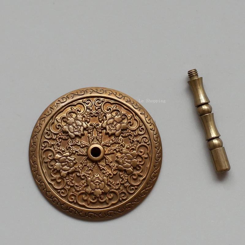 4.7cm Pure Brass Gray Pressure/Peony Pattern Incense Powder Ash Leveling Pressure Tool/Incense Burner Ash Pressing Supplies