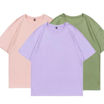 Summer Women Men 100% Cotton T Shirts Short Sleeve Tops Solid Drop Shoulder T Shirt Plus Size Tees Black White