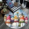 Snowmen Round Area Rug,Carpet Rug for Living Room Bedroom Sofa Playroom Decor,Non-slip Floor Mat