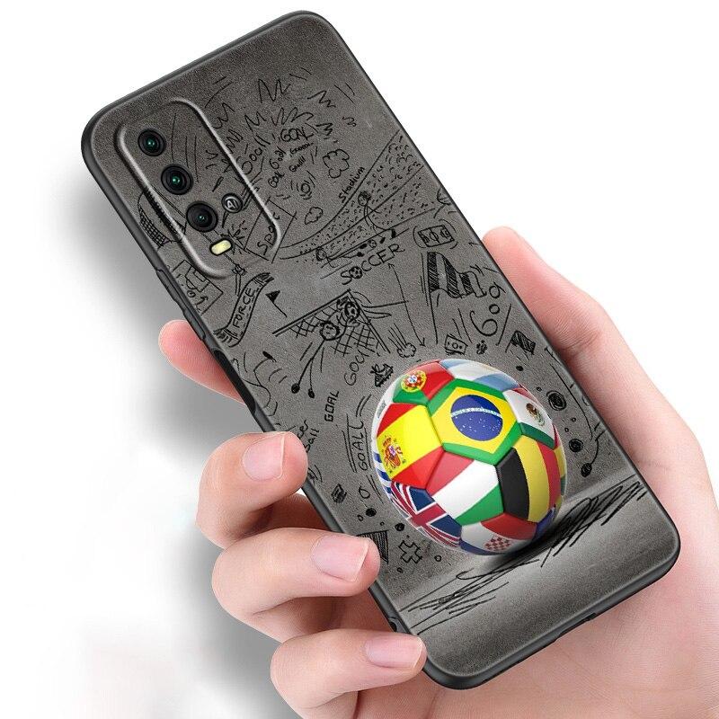 Ogień Piłka nożna Piłka nożna Silikonowe etui na telefon do Xiaomi Redmi Note 11 10 9 8 Pro 11T 10T 10S 9S 8T 9 9A 9C 9T Czarne etui Coque