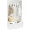 Mobilier hol cu bancă și cuier 3 în 1 5 cârlige bancă de depozitare pentru living hol 96 x 34 x 179,7 cm crem