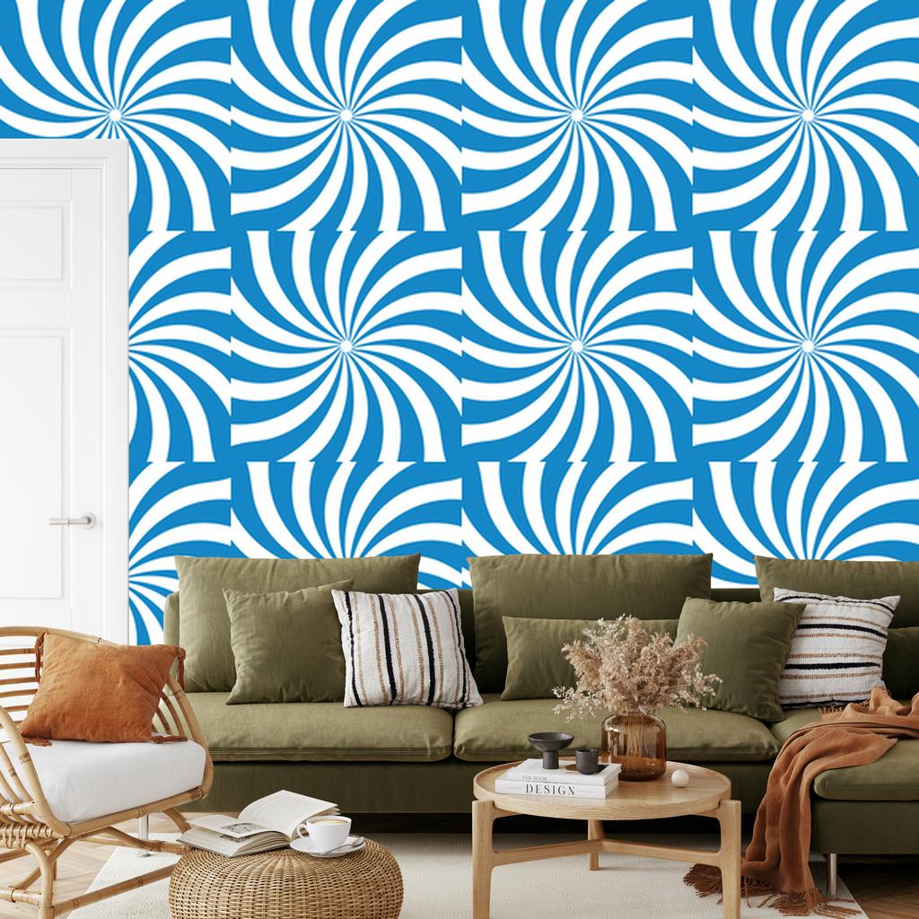 Hippie wallpaper blue background, azure background for living room and bedroom 50x1000