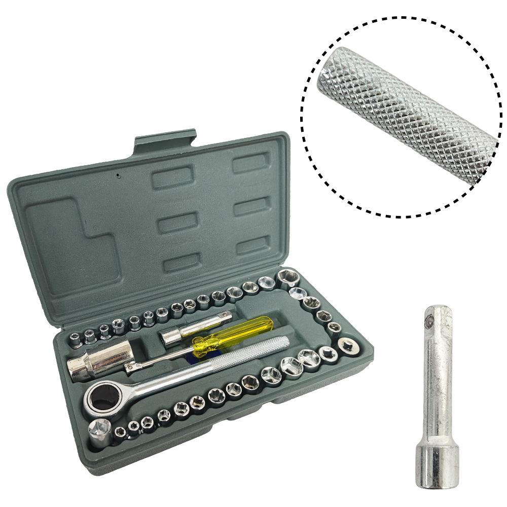 40pcs Hand Tool Sets Car Repair Tool Set Mechanical Tools Box for Home 1/4 3/8 Inch Socket Wrench Set Ratchet Screwdriver Kit Hand Tool Kits