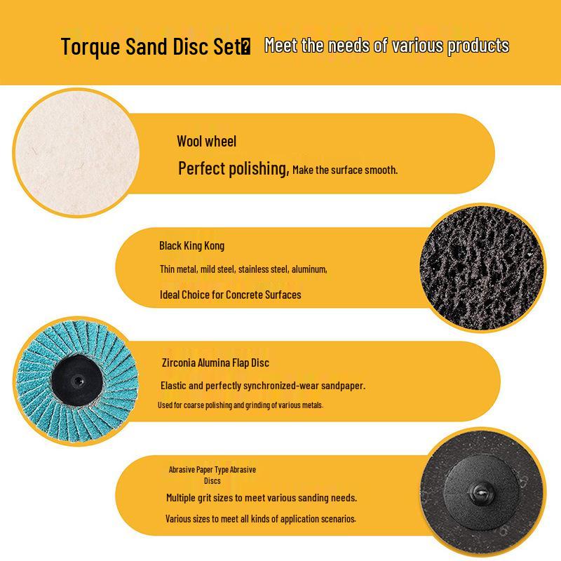 2-Inch 50mm Torque Sanding Disc Set - 101-Piece Non-Woven Quick-Change Spiral Sanding Pads