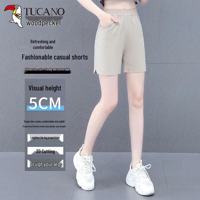 Woodpecker Women s Summer Cotton Linen Casual Shorts L