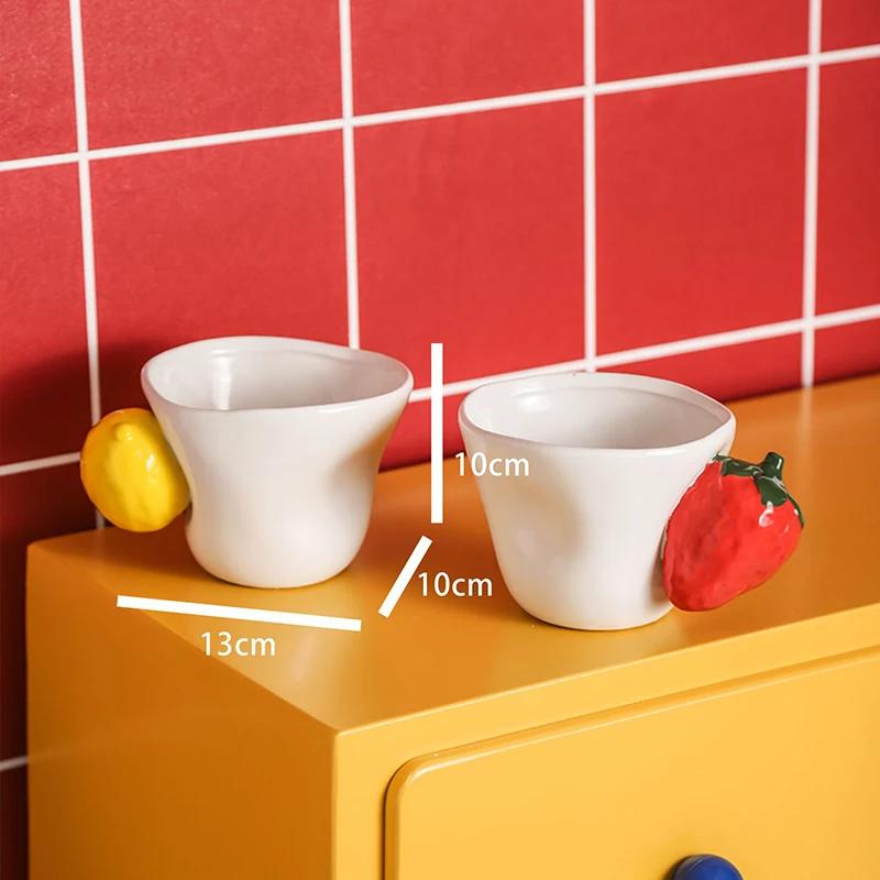 European Ceramic Coffee Mug Strawberry Lemonade Cup Exquisite Afternoon Camellia Flower Tea Cup Home Breakfast Mug Girl Gifts