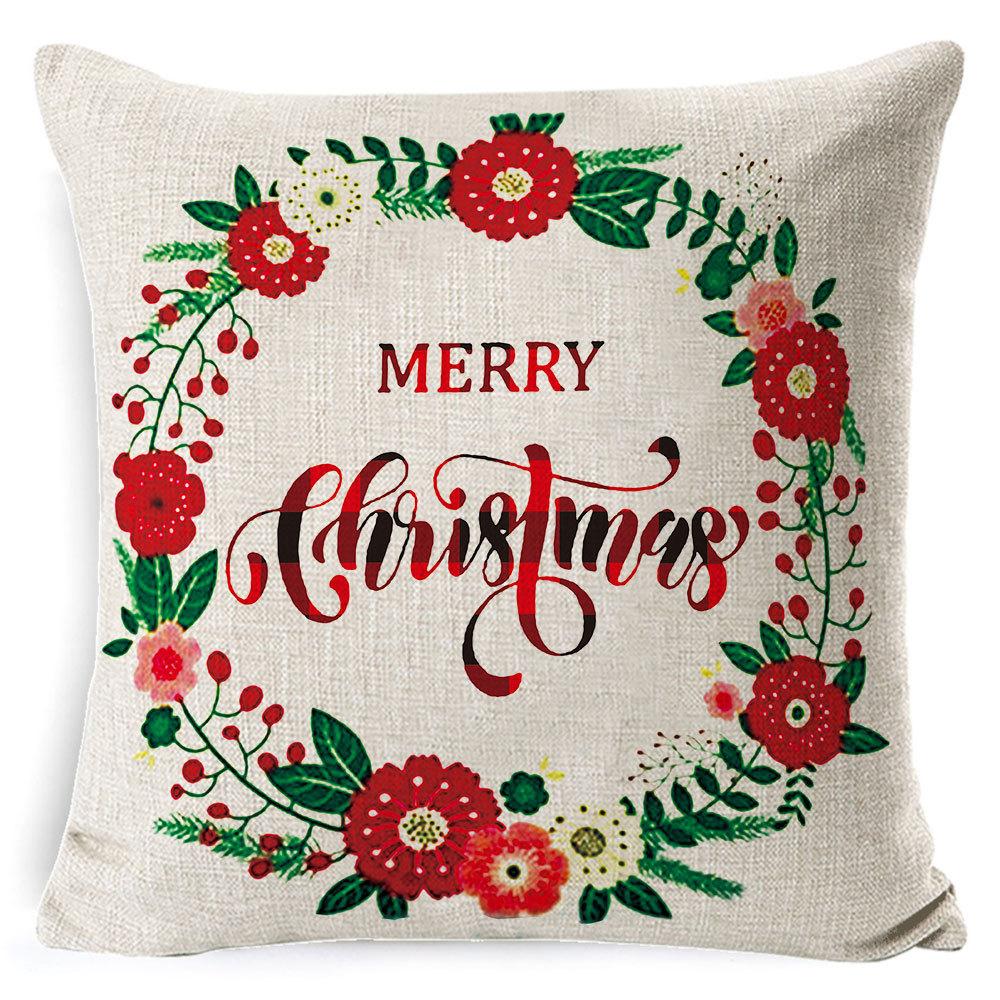 Furniture New Linen Pillow Christmas Pillowcase Sofa Cushion Home Lumbar Pillow
