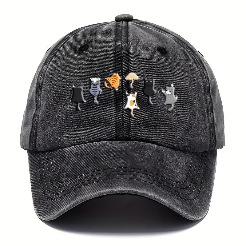 Cute cat printed baseball cap for men and women, simple and casual, daily sun protection, duck tongue cap