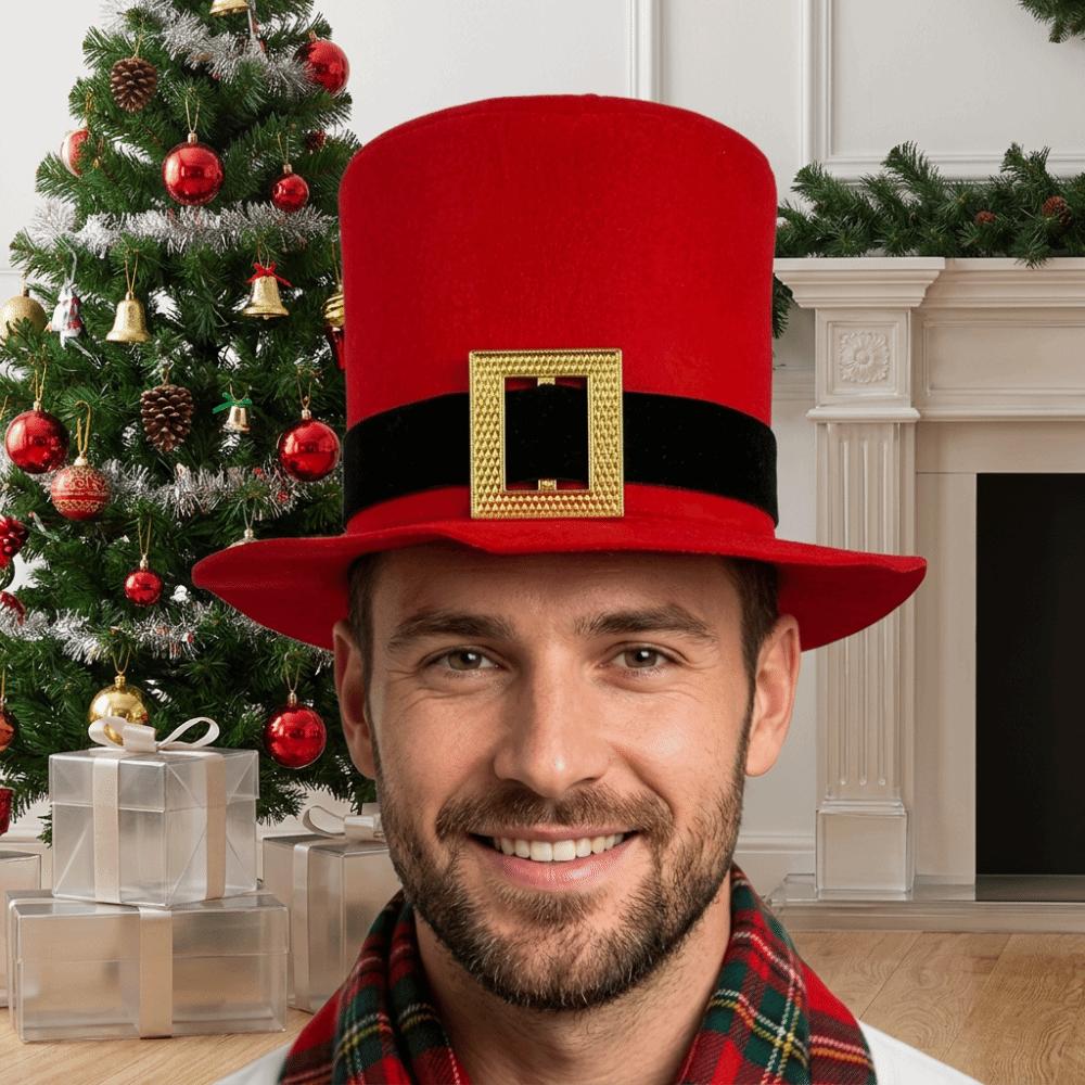 Black Belt Christmas Top Hat Red Cowboy Hat Simple Santa Claus Hat  Party
