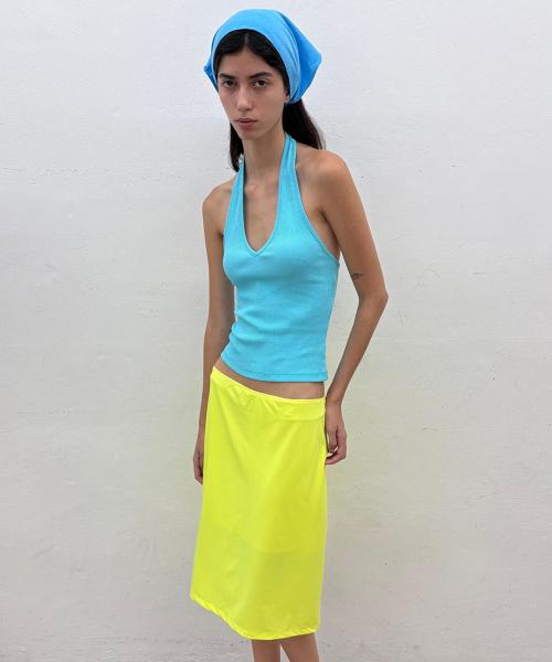 JUSTHAUS Neon Midi Skirt, Yellow
