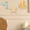 3 Piezas Arte de Pared Temática Playa Océano, Estrella de Mar de Madera 2D Delfín Pulpo Escultura Colgante de Pared para Casa de Campo, Baño, Decoración de Dormitorio