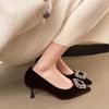 2025 New Fashion Women's Rhinestone Button Pumps  High Heels Wedding Shoes Pointed Toe Boat Shoes Crystal Stilettos