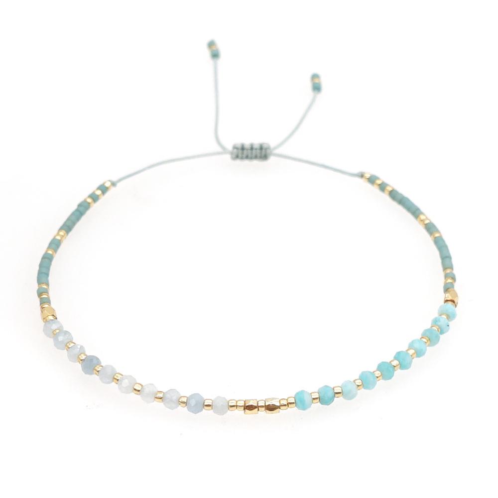 Trendy Deep Blue & Gold Rice Bead Pearl Hand Bracelet: Niche Design Women's Fashion Accessory