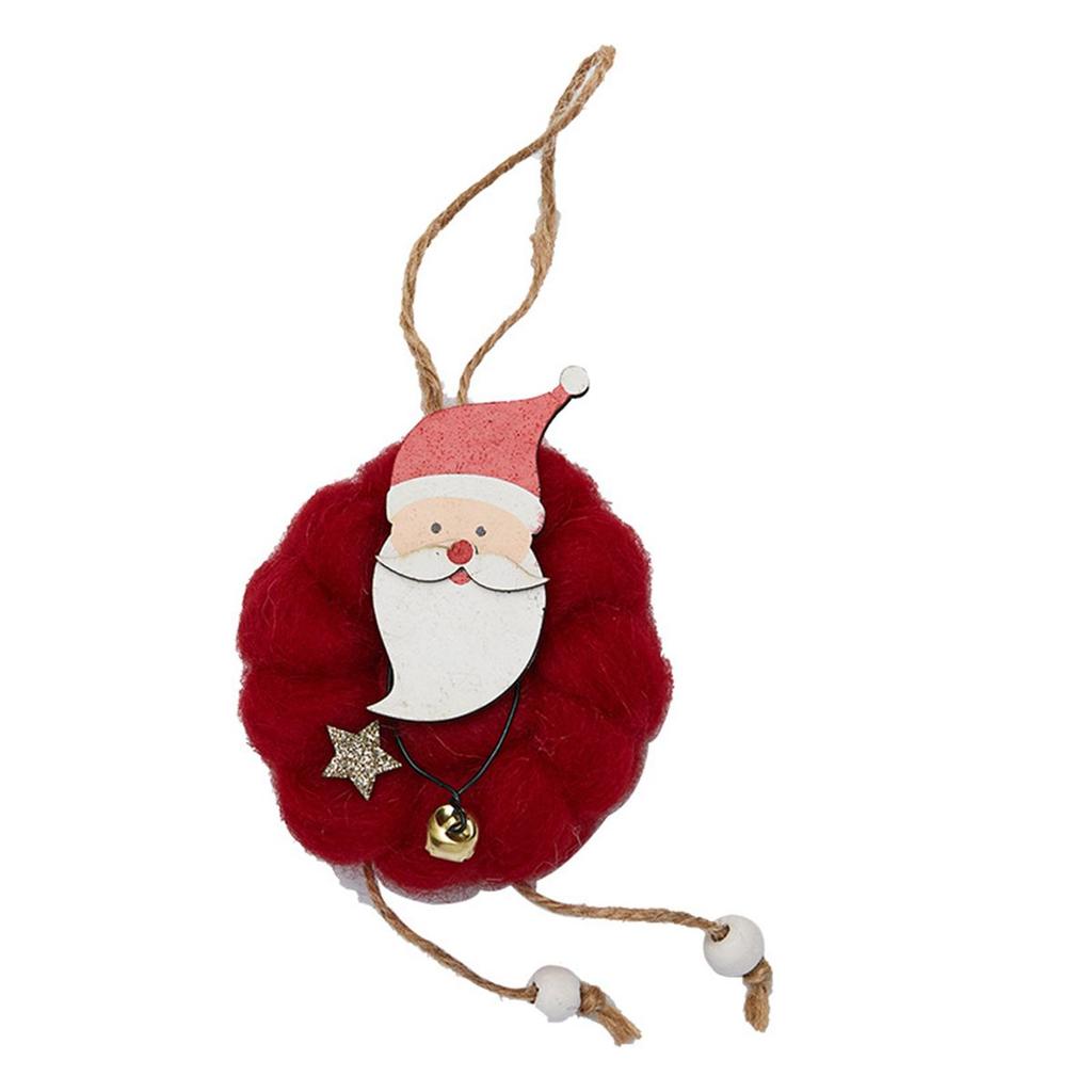 Antler Deer Santa Claus Wool Felt Ornaments Wooden Elk Christmas Tree Decoration Hanging Pendant