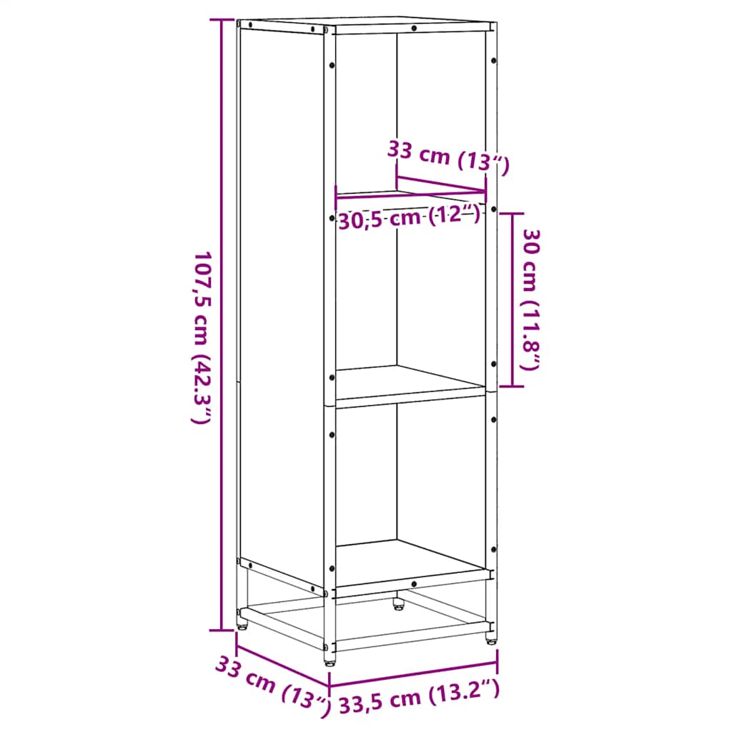 Bookshelf Brown Oak Look 33.5 x 33 x 107.5 cm Engineered Wood