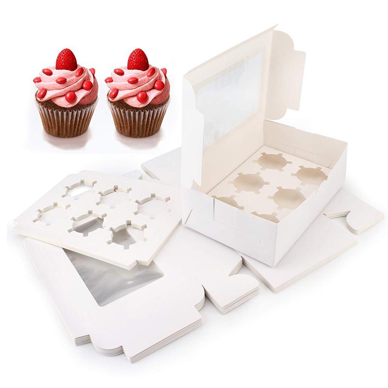 25 pcs 6 HOLE WINDOW CUPCAKE MUFFIN BOX BOXES HOLDER BAKING WITH REMOVABLE TRAY