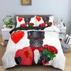 Cartoon Bulldog Dog Bedding Set Roses Duvet Cover Bedroom Comforter Cover Single Twin King Size Quilt Cover Home Textile 23Pcs
