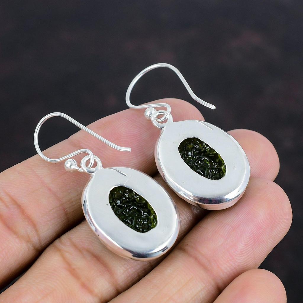 Moldavite Gemstone Earrings 925 Sterling Silver Earring Handmade Unique Earring Original Moldavite Jewelry Birthstone Earrings Gifts For Mom