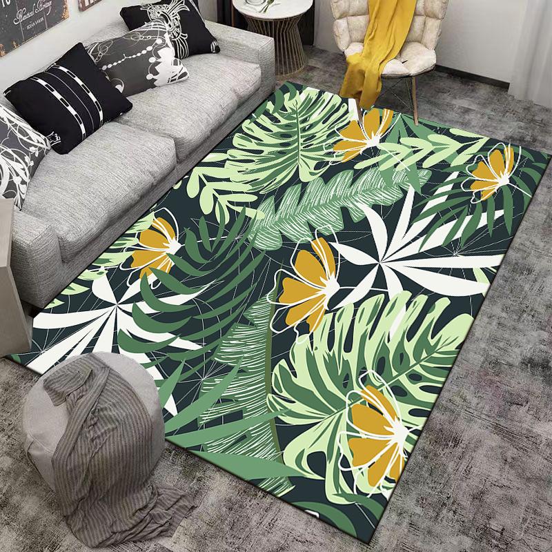 Tropical Leaf Pattern Area Rug for Home Decor Suitable for use as an anti-slip game mat for living room and bedroom sofas
