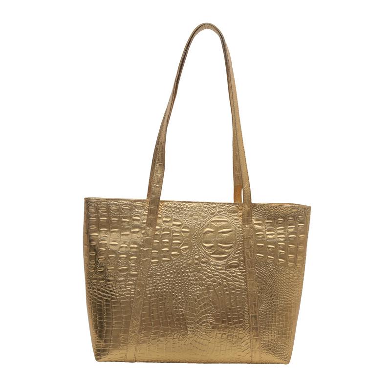 2024 New Women's Large Capacity Crocodile Texture Korean Style Fashion Shoulder Tote Bag