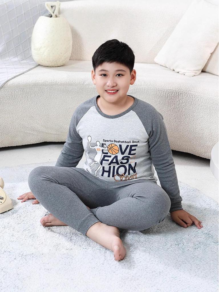 Kids' Pure Cotton Pajama Set: Warm Long-Sleeve Tops & Pants for Boys & Girls - Autumn & Winter