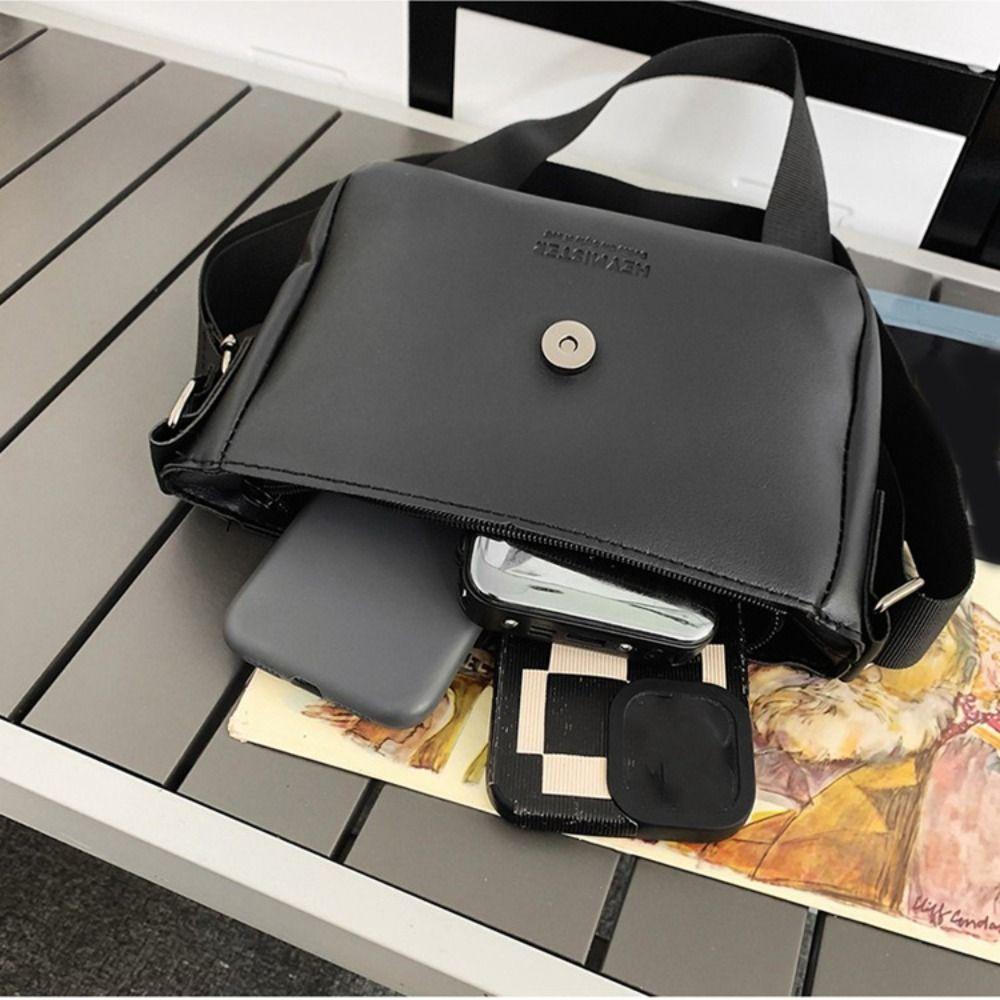 Rectangular Men Crossbody Bag PU Leather Shoulder Bag Fashion Women Messenger Bag  Camping