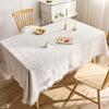 Französische Creme Baumwolle Leinen Tischdecke Waffelstruktur Rechteckig Esstischdecke Quastenrand Waschbar Bauernhaus Küche Couchtisch Abdeckung Dekoration