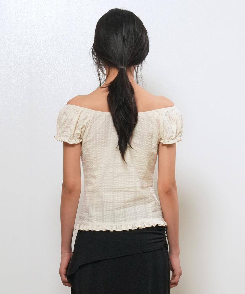 GENERALIDEA Cap Sleeve Shirred Puff Blouse [Cream] / Gf2Lbl516