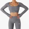 AL Womens Long Sleeve Yoga Top With Bra Padded Quick Dry Gym Training
