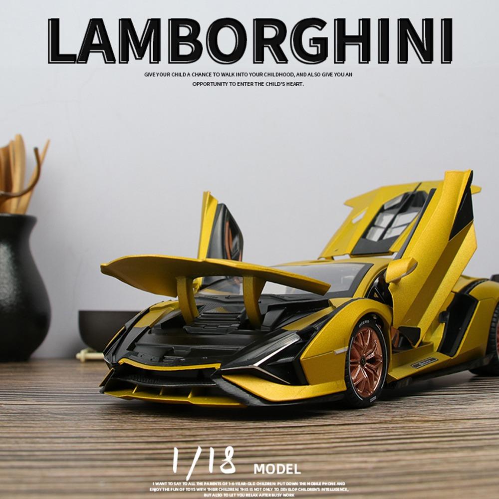 1/18 Lambor Car Model Alloy Diecast Boys Toy SIAN FKP37 Supercar High Simulation 4 Door Opened with Light Collections Kids Toy