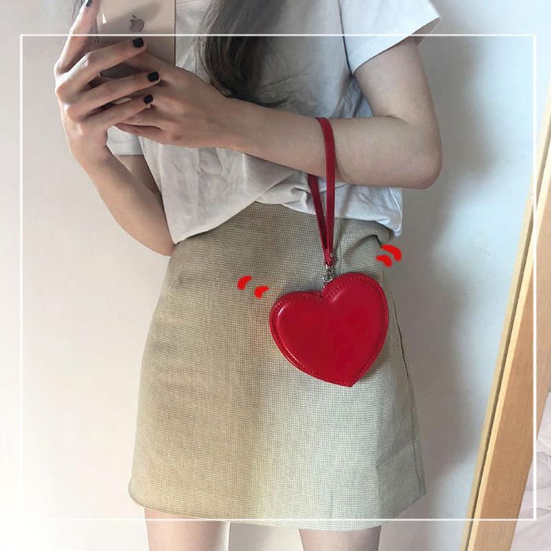 Cute Wallets For Women Fashion Wallet Card Coin PU Leather Purse With Zipper Girl Holder Lady Heart Shape Kawaii Clutch Bag