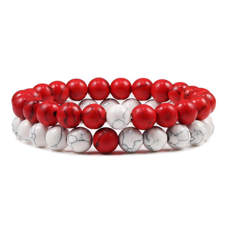 Conjunto pulseira casais distância preto branco natural lava pedra olho de tigre frisado yoga pulseiras para homens mulheres corda elástica jóias