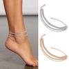 Damen Fußkettchen für den Strand, Funkelndes dreilagiges Strass-Fußkettchen, Verstellbare Passform Sandalen-Fußkettchen für Sommer-Accessoire