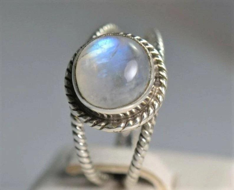 Moonstone Gemstone Ring 925 Sterling Silver Solid Rough Stone Everyday Wear Fashion Rings for Women's Gift idea Gemstone Jewelry 4.68 Gms Approx