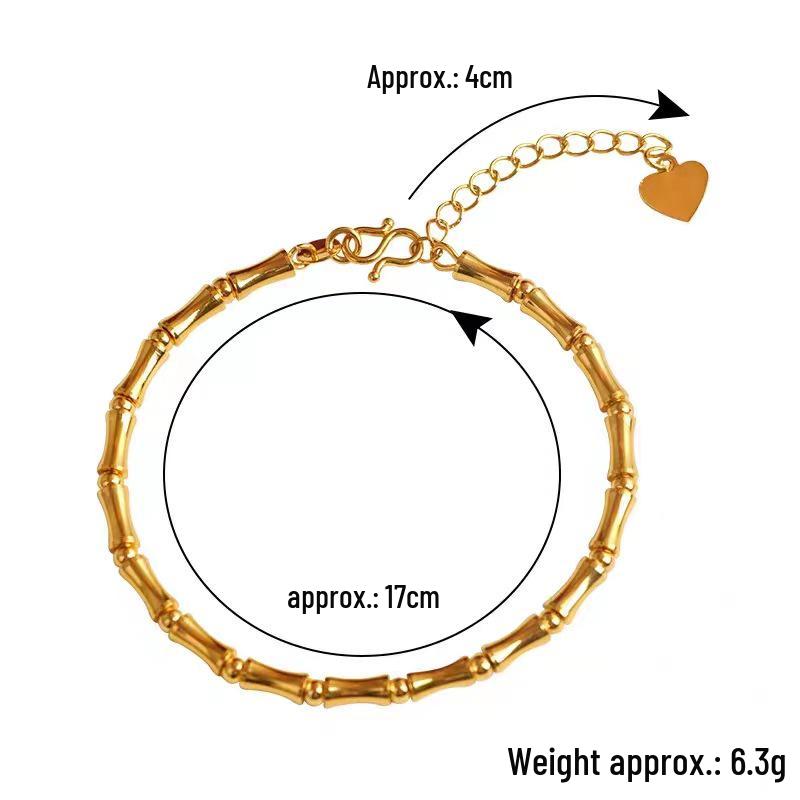 Pulseira de Bambu com Contas Douradas Sand: Joias Elegantes para Mulheres