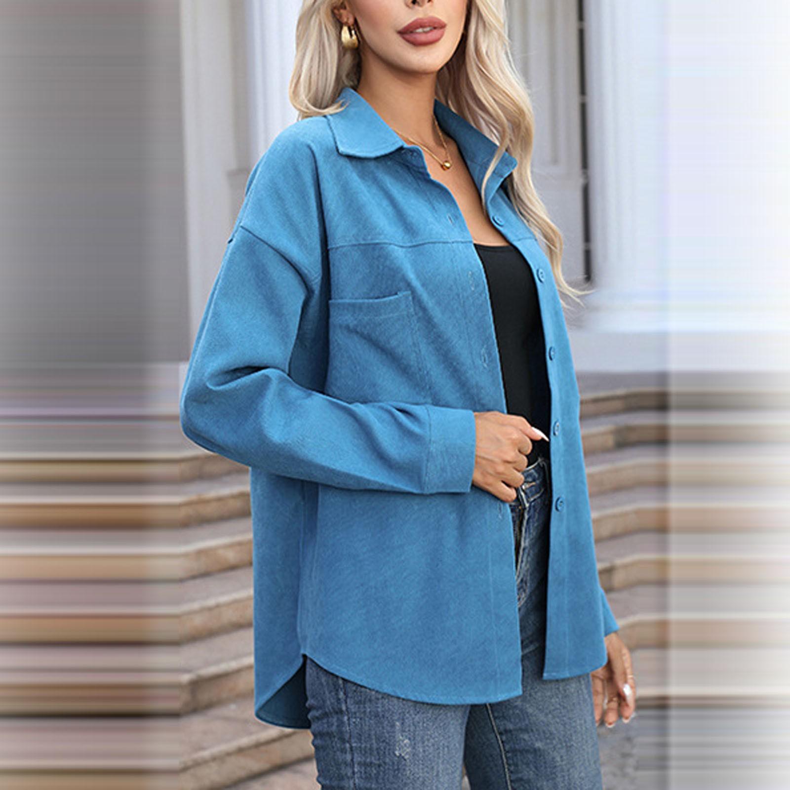 Женская повседневная рубашка средней длины с длинным рукавом — фото 5