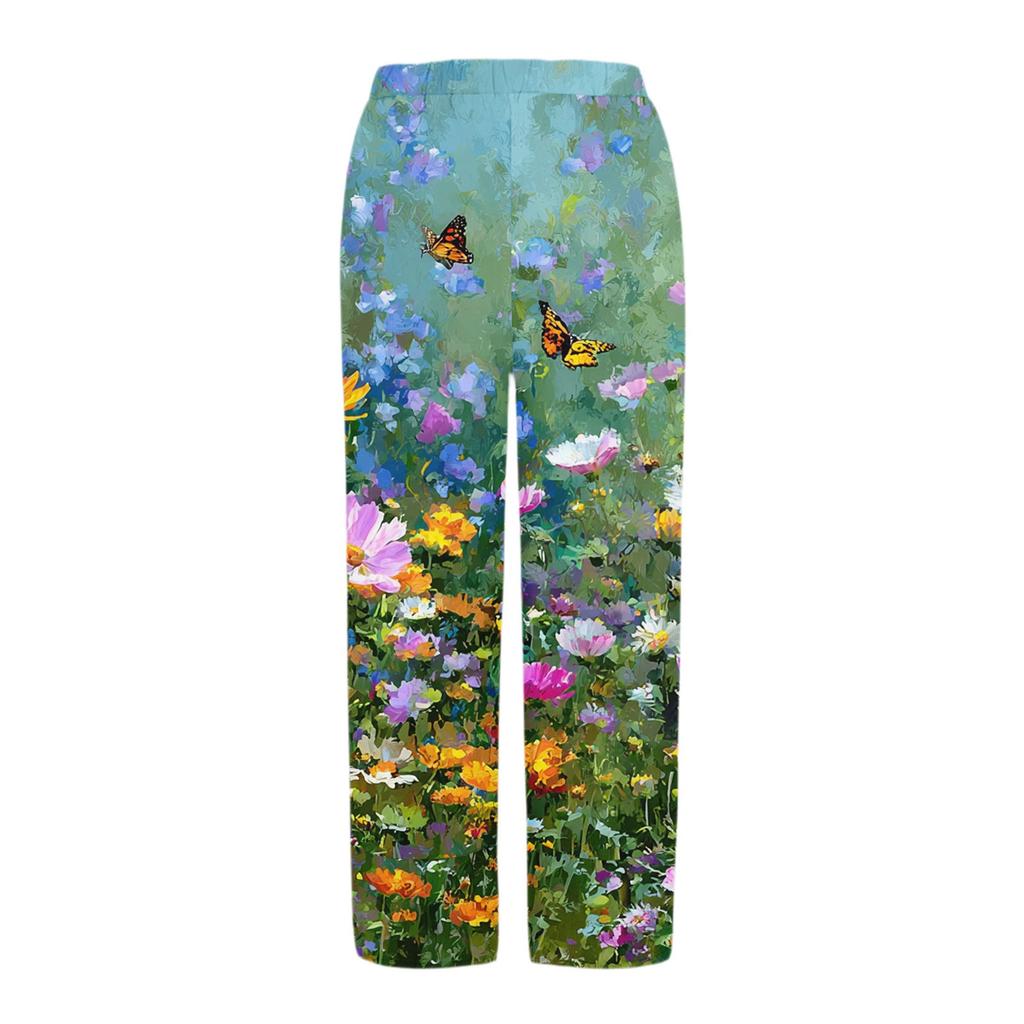 Women's Pants  With Pockets Casual Trousers Pants For Women Summer Casual Wide Leg Elastic Waist Pants With Pockets