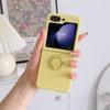 Luxury Solid Color Liquid Silicone 360°Rotating Ring Holder Folding Phone Case For Samsung Galaxy Z Flip 6 5 4 3 Soft Back Cover