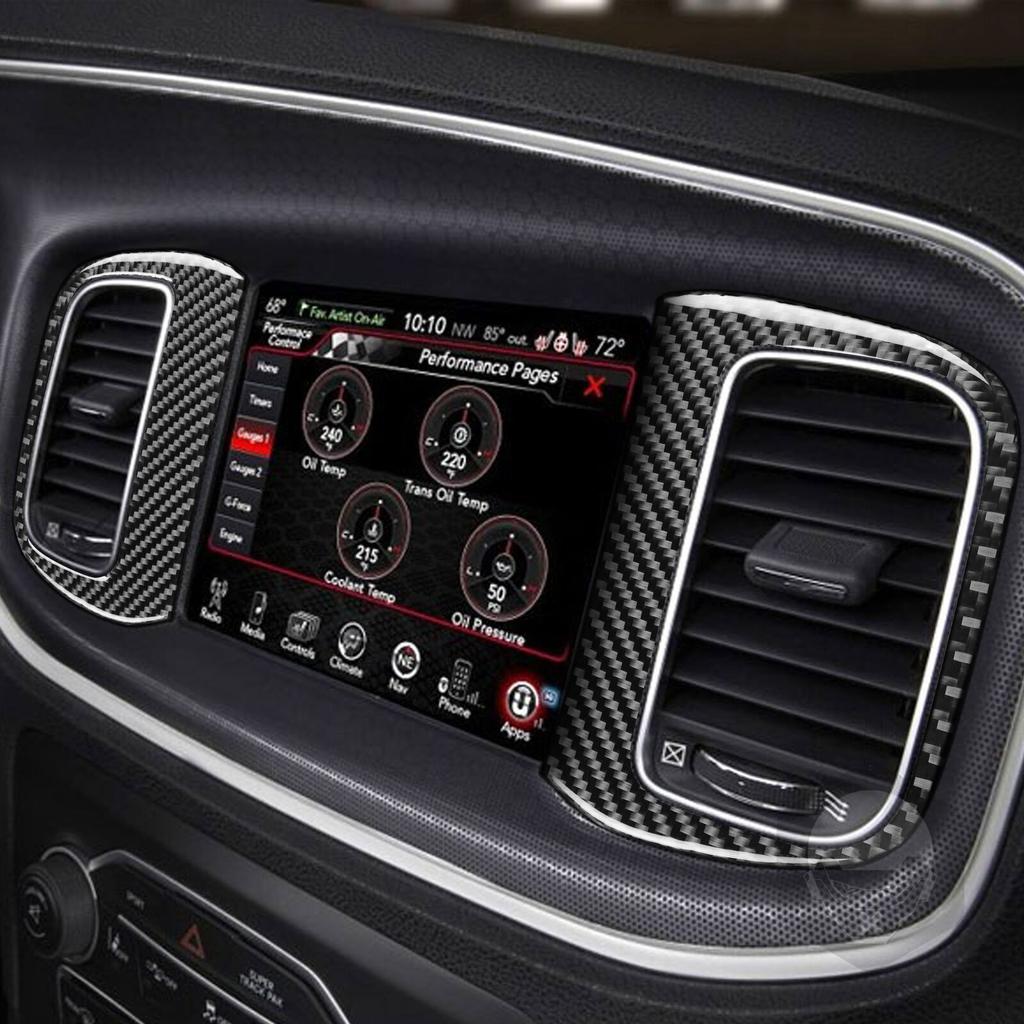 Carbon Fiber Middle Air Vent Outlet Frame Cover Trim For Dodge Charger 2015-