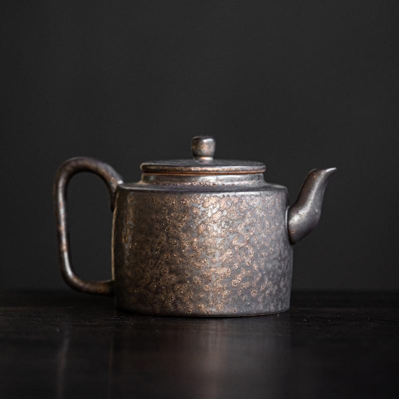 Retro Gilt Rust Glazed Ceramic Tea Pot  Handmade Anti-scald Tea Maker Lid Bowl Pot Small Kettle with Filter Kung Fu Tea Set Gift