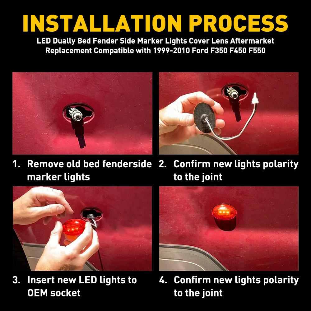 4 Stück LED Hintere Seitenmarkierungsleuchten Rot Gelb 12V Für Ford F350 F450 F550 Super Duty Truck 2010 2009 2008 2007 2006 2005 2004