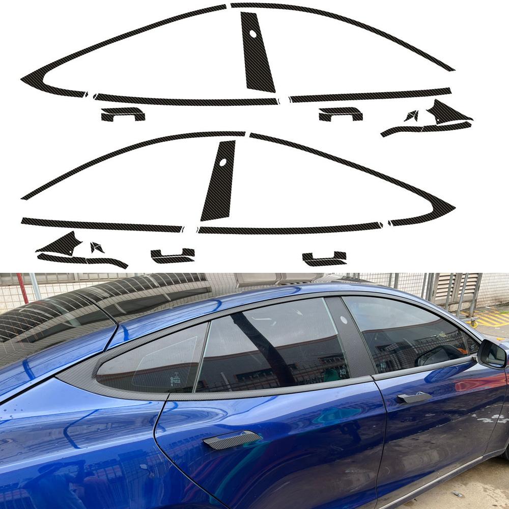 For Tesla Model S 2014-2020 Sedan Window Chrome Delete Blackout ABC Pillars Glossy Black StickersU