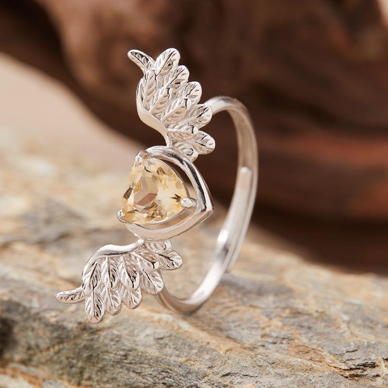 Натуральный цитрин топаз гранат перидот кольцо женское S925 серебристый цвет сокровище открытое кольцо