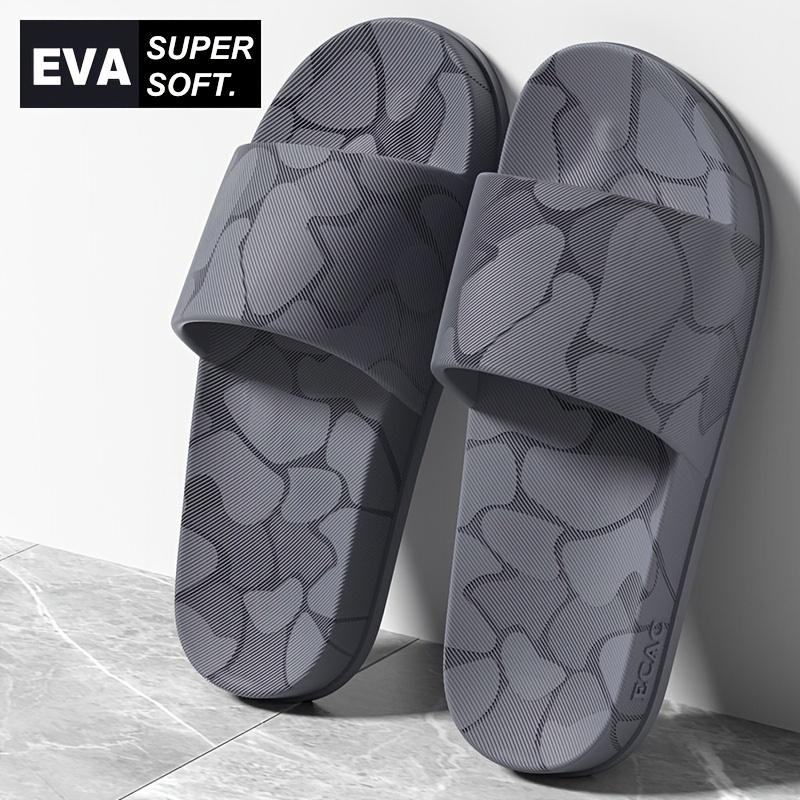 Classic Slippers, Moire Pattern EVA Indoor/Outdoor Slip-On Sandals, Round Toe Non-Slip Sole Odor-Resistant Insole, for Men, All-Season House Slippers