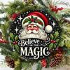 Vintage Believe In Magic Metal Wall Sign 8 Inch Round Christmas Wreath Decor Indoor Outdoor Holiday Door Hanging Home