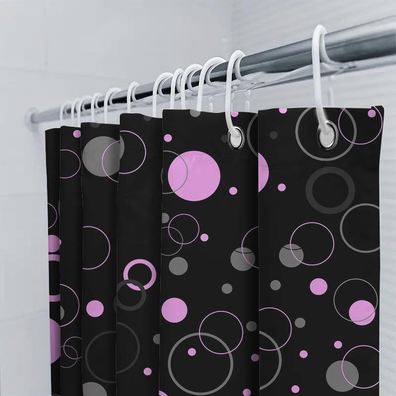 Red White Interlocking Circles Shower Curtain Home Decoration Waterproof Fabric For Bathroom Decor Large Size (72X84)