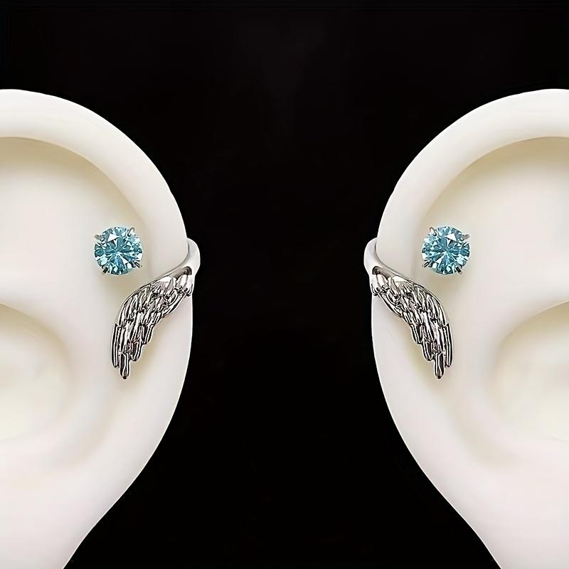 1Pair Silver Color Wing Ear Bone Nail for Women New  Zircon Earrings Accessories  Jewelry